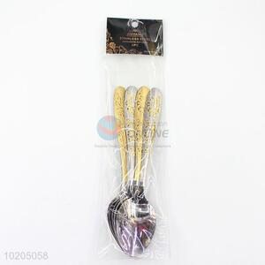 Cute cheap small flowers pattern stainless iron spoons