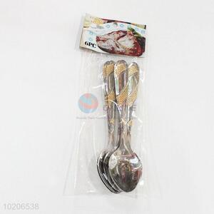 6 Pieces/ Bag Fashion Style Stainless Steel Tableware Meal Spoons