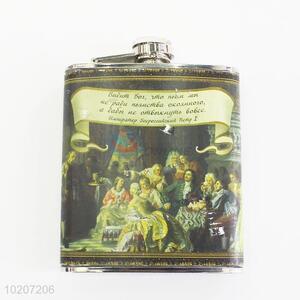 Eco-friendly Oil Painting Pattern Stainless Steel Plastic Hip Flask