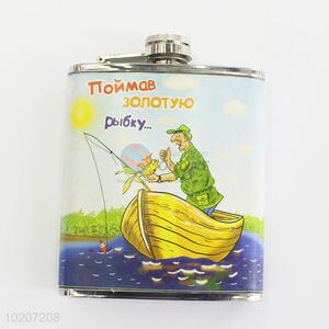 Comic Pattern Stainless Steel Plastic Hip Flask Camping Flagon