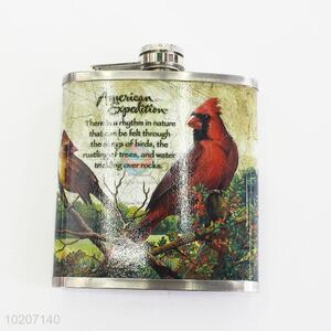 Wholesale Red Bird Printed Stainless Steel Hip Flask