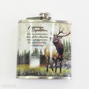 Eco-friendly Outdoor Camping Mini Flagon Deer Printed Stainless Steel Hip Flask