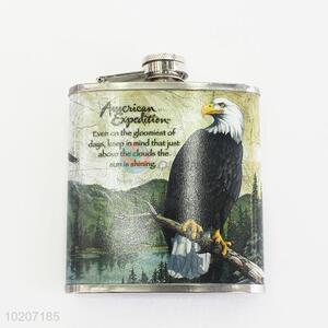 Eagle Printed Stainless Steel Plastic Hip Flask Camping Flagon