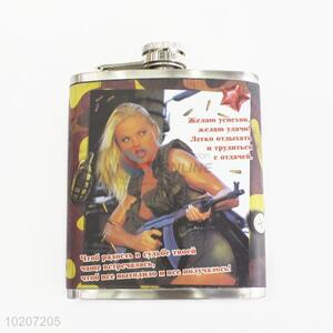 Gun Lady Pattern Wholesale Stainless Steel Plastic Hip Flask