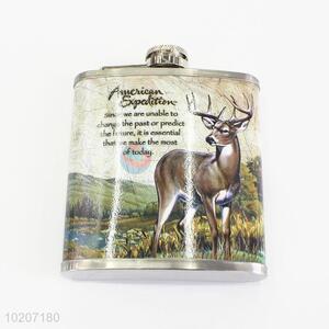 Wholesale Deer Printed Stainless Steel Plastic Hip Flask Mini Flagon