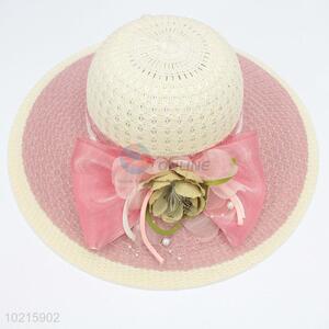 Hot Sale Pink Cute Flower Decoration Straw Hats,Summer Hats