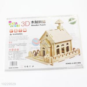 Hot sale cheap 3D house shaped wooden puzzle