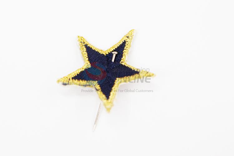 Wholesale five-point star shape embroidery badge brooch