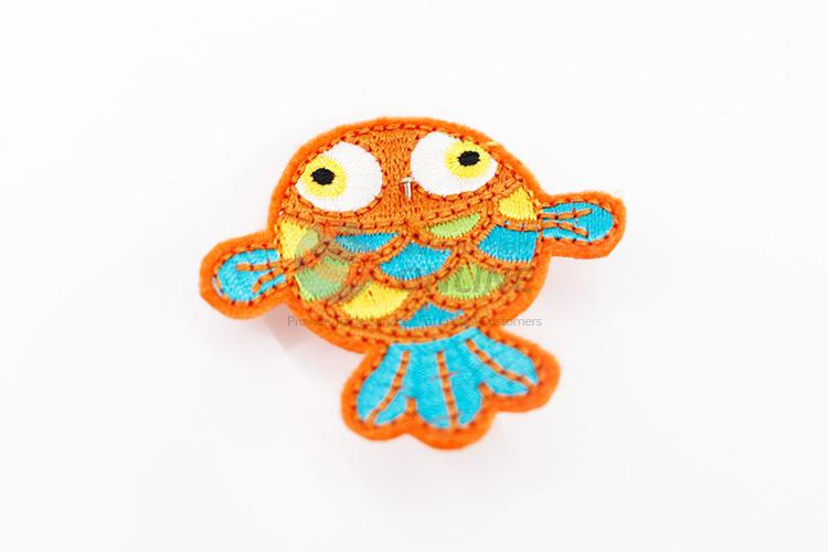 Fancy cheap fish shape embroidery badge brooch