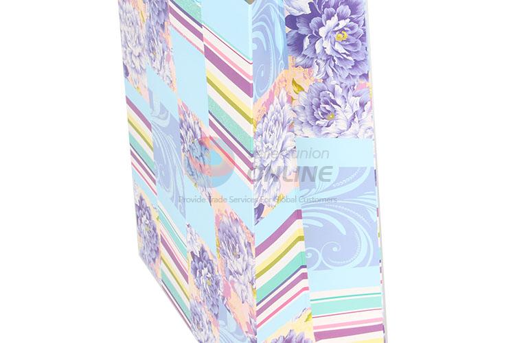 Purple Flower Printed Gilding Gift Bag/Paper Packing Bag for Sale