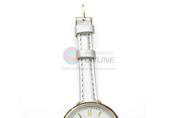 Hot Sale White Wrist Watch with Leathern Watchband for Sale