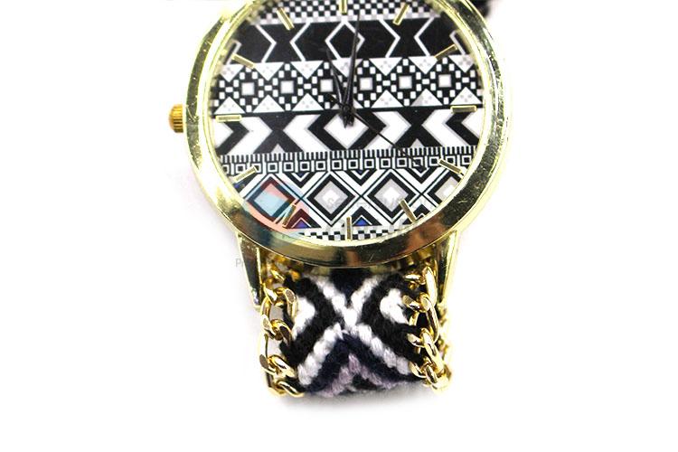 Nice Black and White Wrist Watch with Woolen Yarn Watchband for Sale