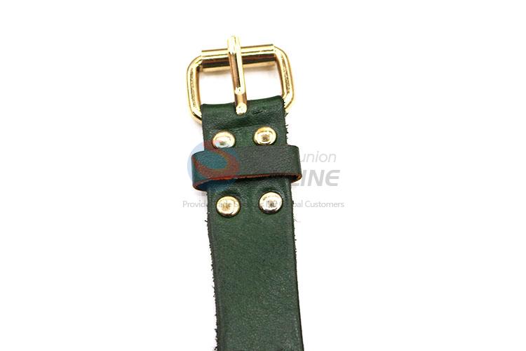 Decorative Dark Green Wrist Watch with Leathern Watchband for Sale