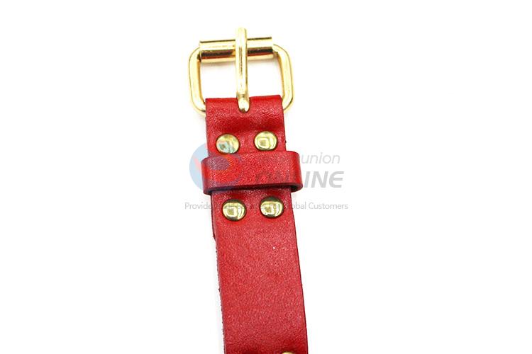 High Quality Red Wrist Watch with Leathern Watchband for Sale