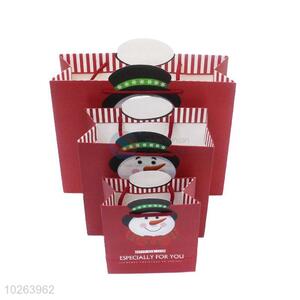 Normal low price 3pcs red snowman gift bags