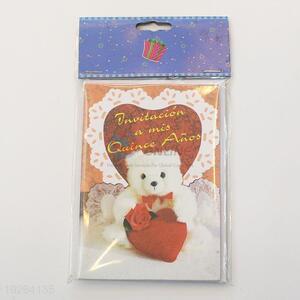 Lovely Wish Cartoon Bear Pattern Kraft Paper Wishes Card/Birthday Greeting Card