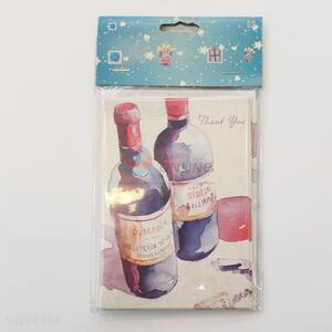 China Factory Red Wine Bottle Pattern Paper Gift Card/Birthday Greeting Card