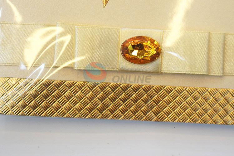 Portable Golden Flower Pattern Paper Greeting Card/Wishes Gift Card