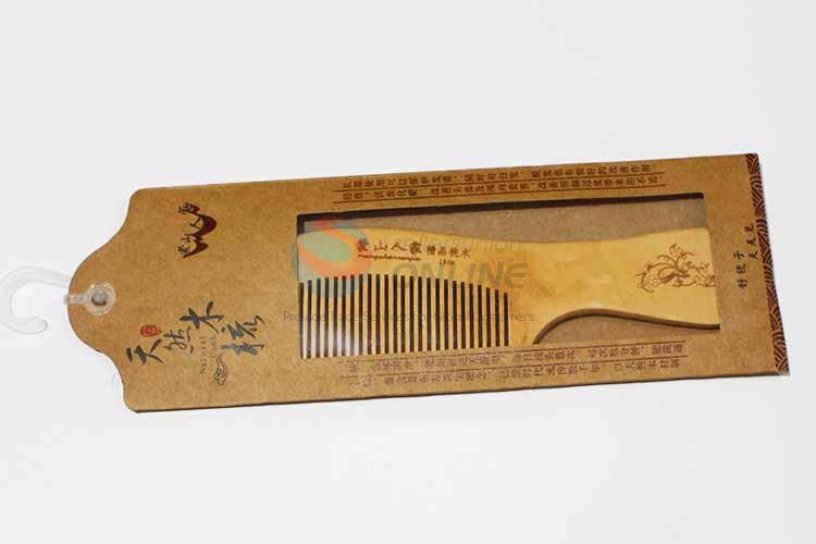 Flower Pattern Peach Wood Comb/Portable Hair Brush