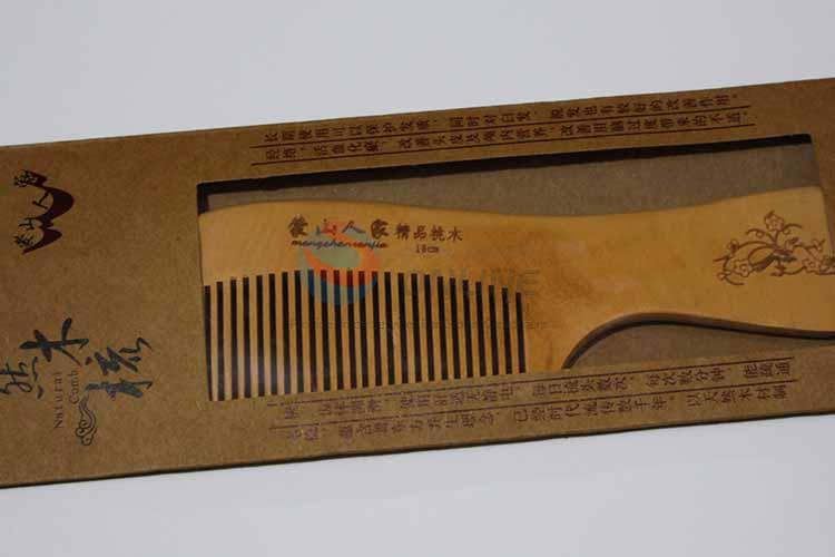 Flower Pattern Peach Wood Comb/Portable Hair Brush