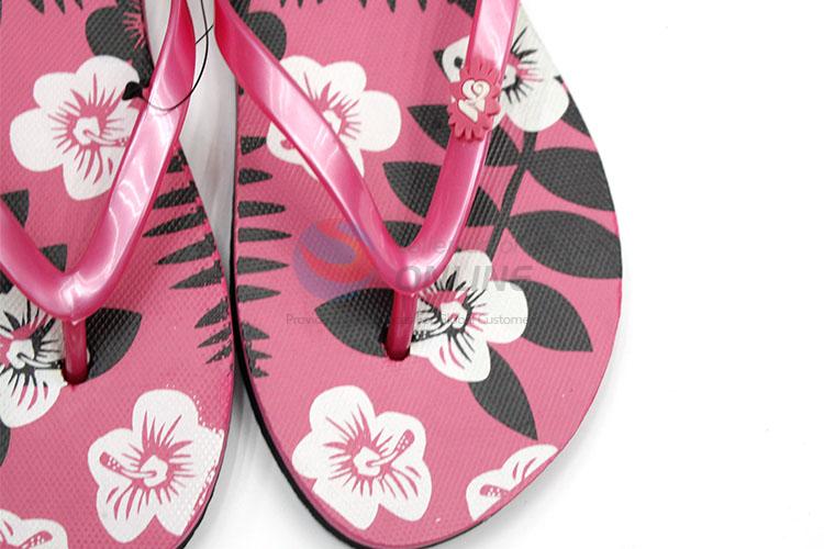 Decorative Flower Printed Red Summer Slippers for Sale