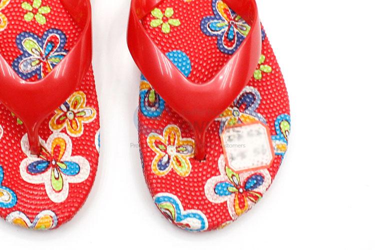 Popular Flower Pattern Red Summer Slippers for Sale