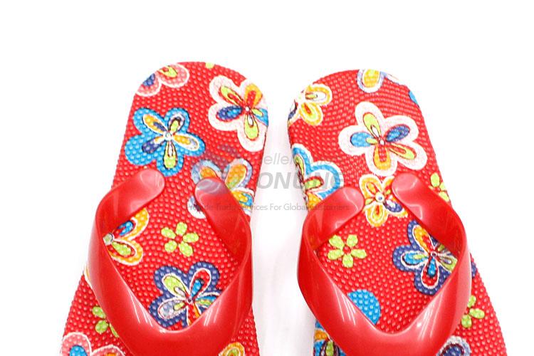 Popular Flower Pattern Red Summer Slippers for Sale