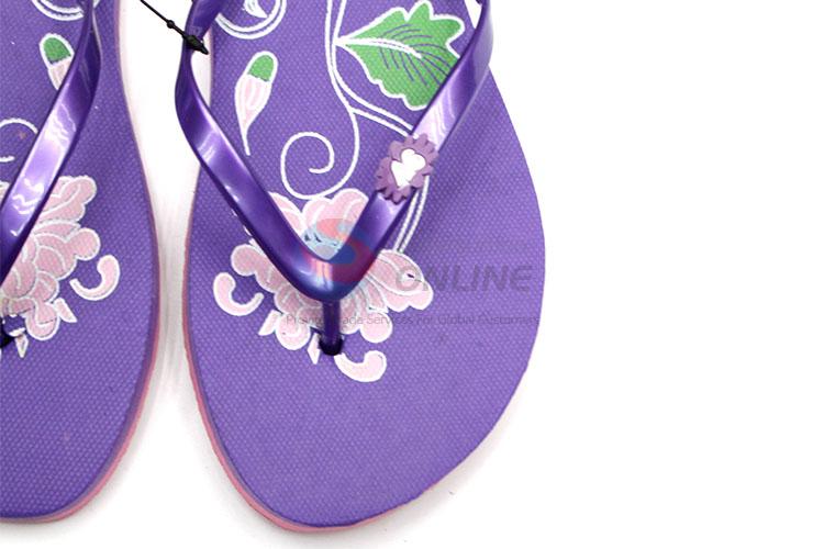 Nice Flower Printed Purple Summer Slippers for Sale