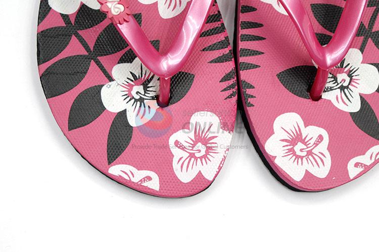 Decorative Flower Printed Red Summer Slippers for Sale