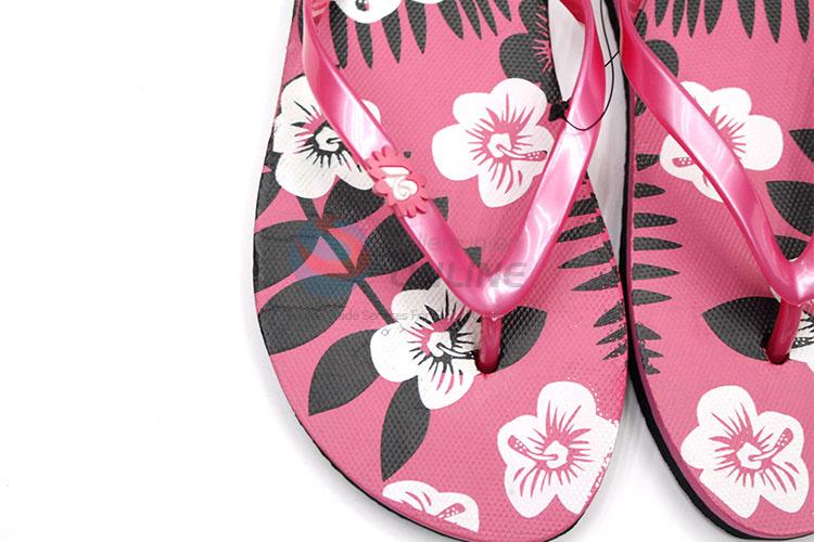 Decorative Flower Printed Red Summer Slippers for Sale