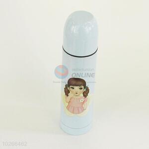 Portable Sky Blue Color Cartoon Girl Pattern Portable Water Bottle Water Cup/201 Stainless Steel Vacuum Cup