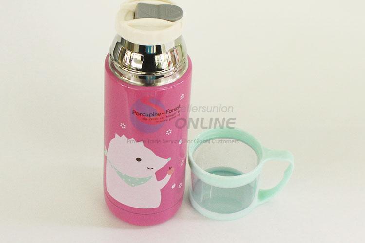 Rose Red Color Cute Cartoon Hedgehog Pattern Water Cups 304 Stainless Steel Vacuum Cup Portable Water Bottles