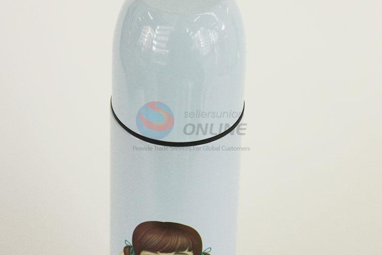 Portable Sky Blue Color Cartoon Girl Pattern Portable Water Bottle Water Cup/304 Stainless Steel Vacuum Cup