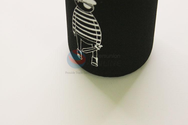 Creative Water Cup Sports Bottle Black Color Cartoon Boy Pattern Cup Cover Glass Water Cup