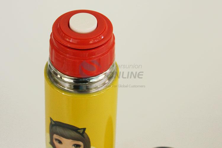 Top Quality Yellow Color Cartoon Girl Pattern 201 Stainless Steel Vacuum Cup Portable Water Bottles