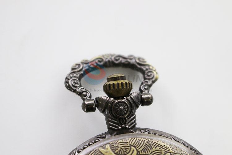 Castle Pattern Bronze Metal Quartz Pocket Watches Fashion Accessories