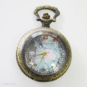 Vintage Building Pattern Vintage Bronze Metal Pocket Watches