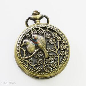 Birds Pattern Vintage Style Metal Quartz Pocket Watches