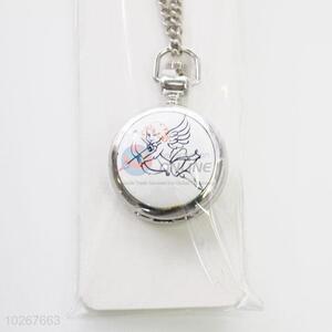 Cupid Pattern Metal Quartz Pocket Watches with Chain