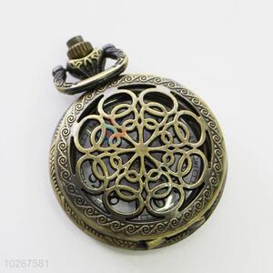 Fashion Hollow Flower Vintage Bronze Metal Pocket Watches