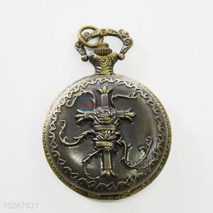 Cross Pattern Vintage Bronze Metal Pocket Watches