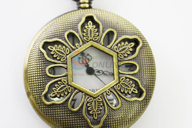 Flower Design High Quality Vintage Bronze Metal Pocket Watches