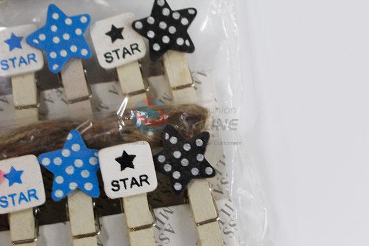 Factory Supply Office Accessories Cute Mini Star Shaped Wooden Clips Memo Clip