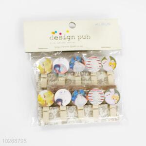 New Office Accessories Mini Cartoon Pattern Wooden Clips