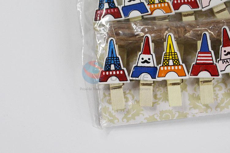 Wholesale Factory Photo Clips Tower Shaped Craft Decoration Clips Pegs