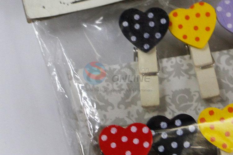 New Arrival Mini Colorful Heart Wooden Clips for Photo Clips