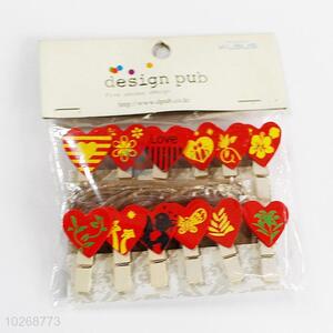 Mini Wooden Red Heart Clip Pack of Small DIY Wedding Party