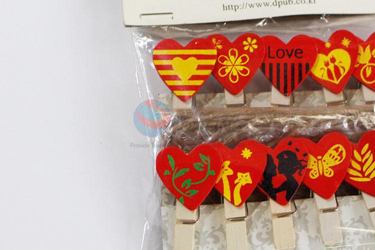 Mini Wooden Red Heart Clip Pack of Small DIY Wedding Party