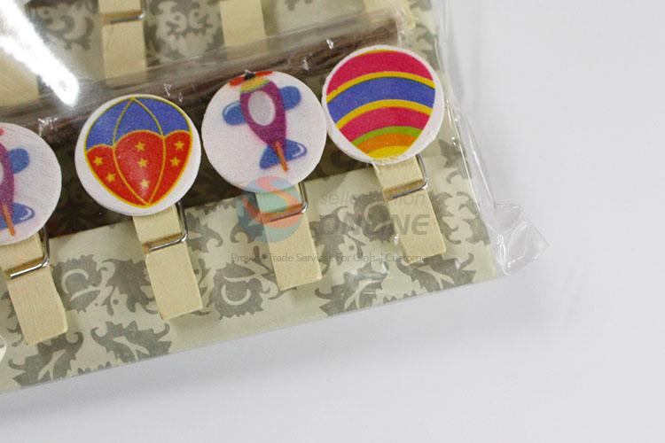 Office Accessories Cute Mini Colorful Balloon Shaped Wooden Clips