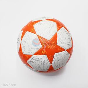 Popular Wholesale Machine Stitched Football with Straw Mat Grain, Soccer with Rubber Liner